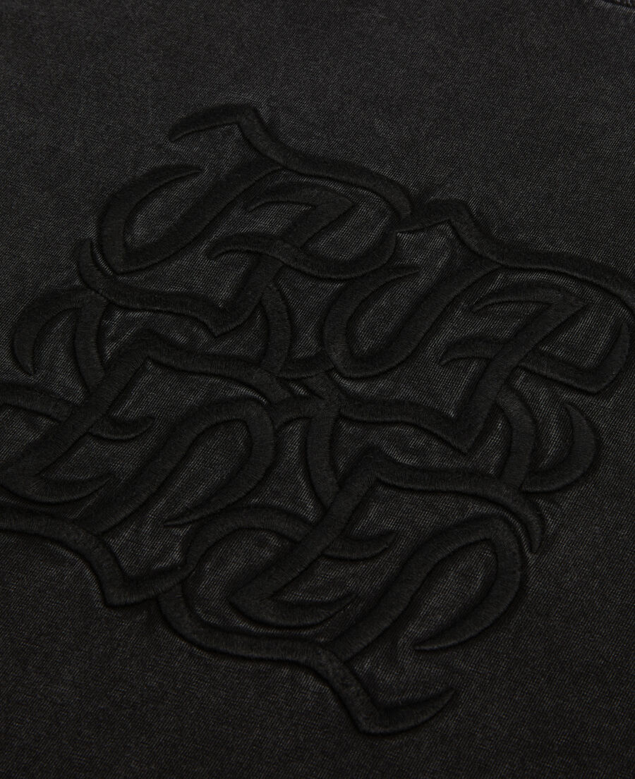 The Kooples H BLACK WASHED black t-shirt with logo embroidery