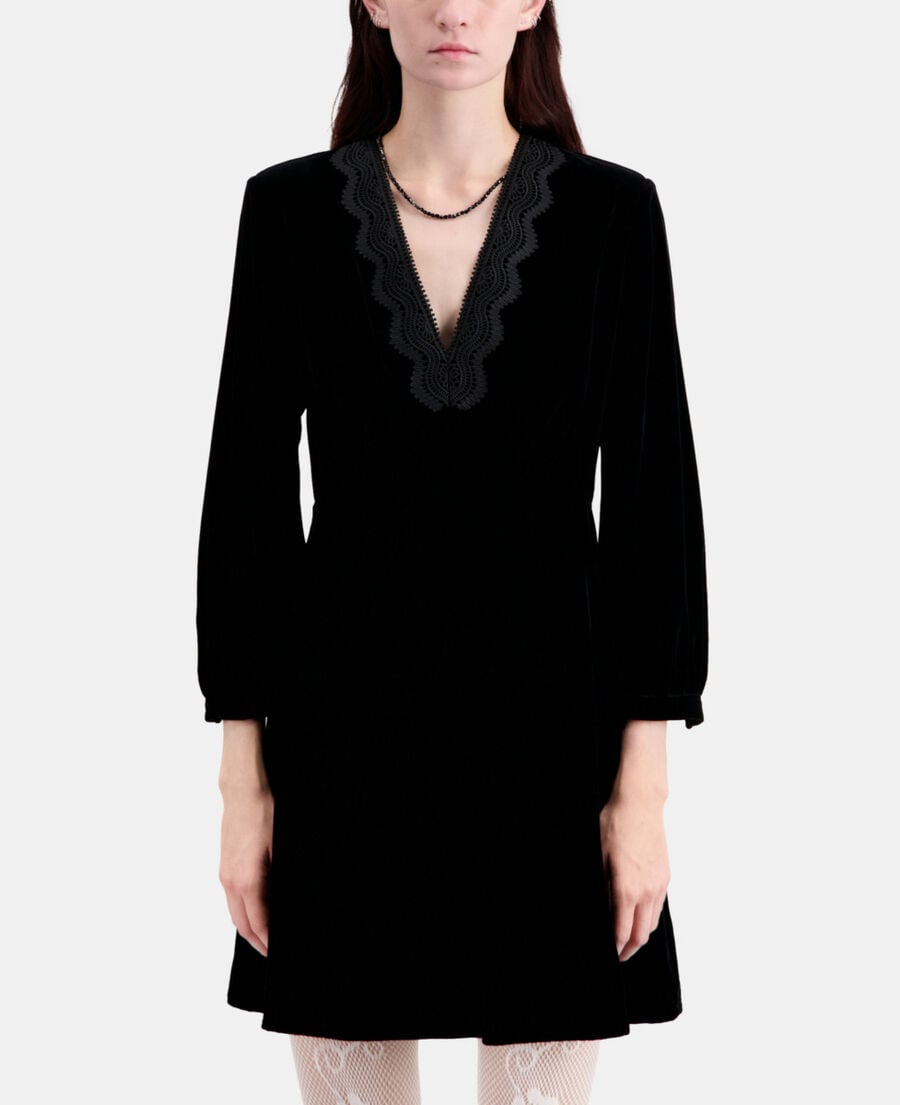 The Kooples FEMME BLACK robe courte noire en velours
