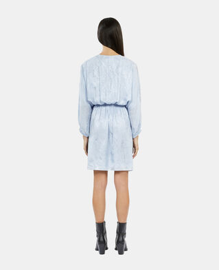 The Kooples FEMME LAVENDER robe courte jacquard en soie avec drapé bleue