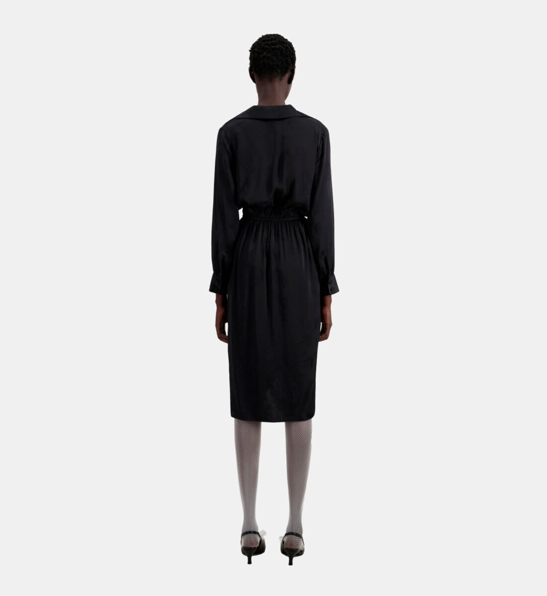 Robe noire mi longue fleurs The Kooples France