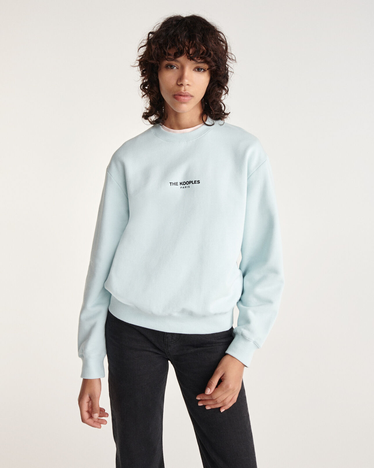 The Kooples FEMME BLUE sweat bleu ciel à logo the kooples