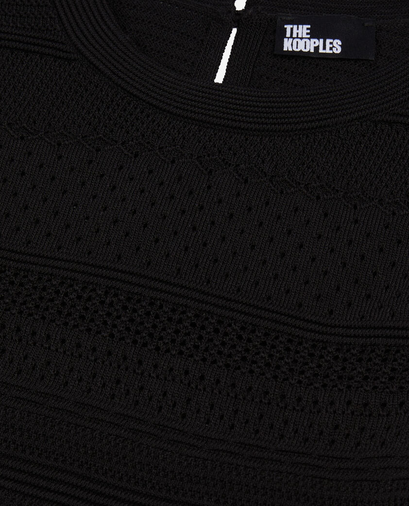 The Kooples WOMEN BLACK short black openwork knit top