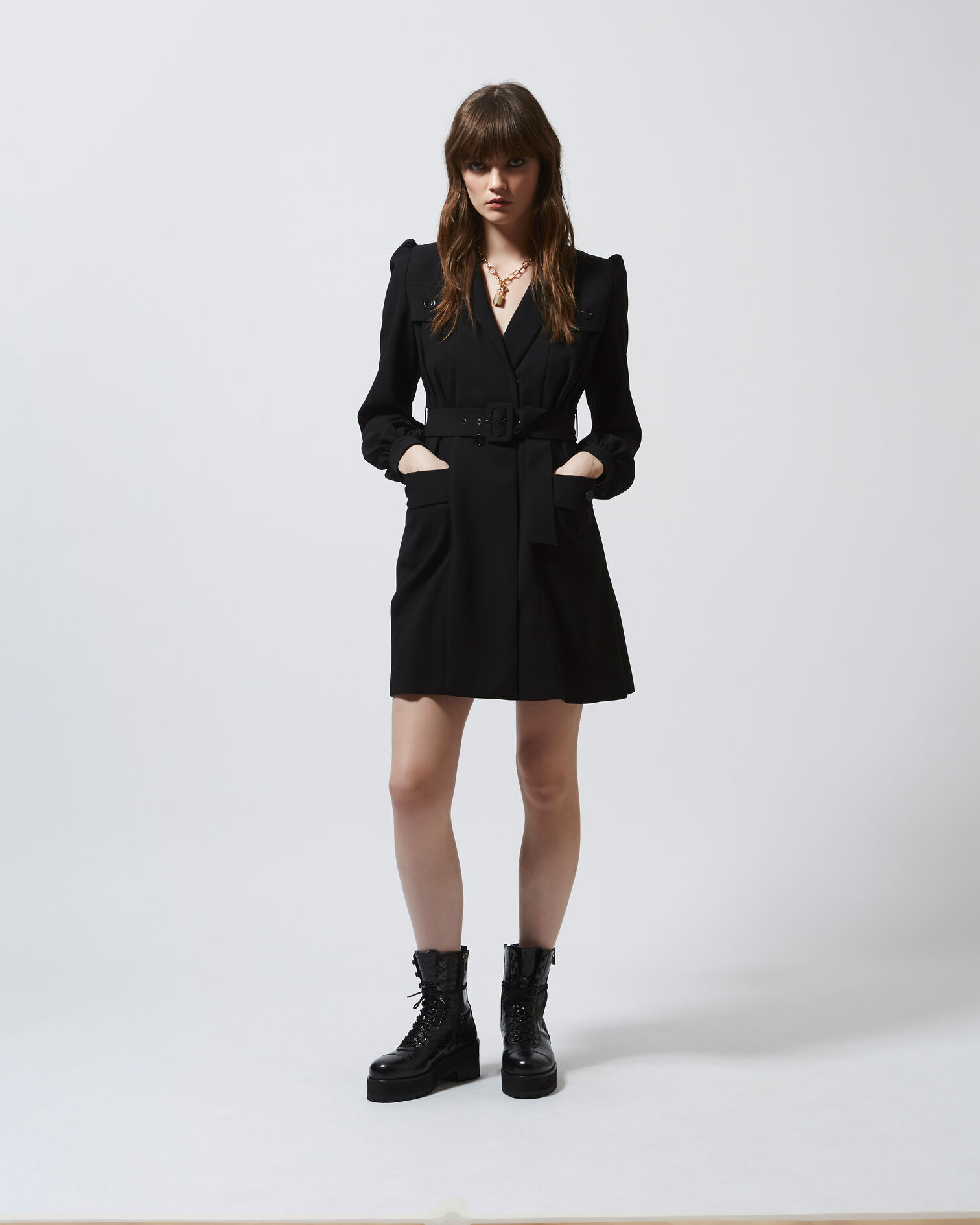 Black tailored formal rock-style dress, BLACK, hi-res image number null