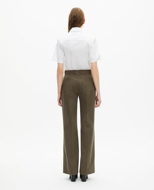 The Kooples WOMEN KAKI khaki cotton wide leg pants