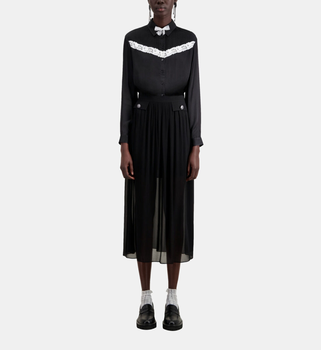 Long black skirt with pockets The Kooples UK