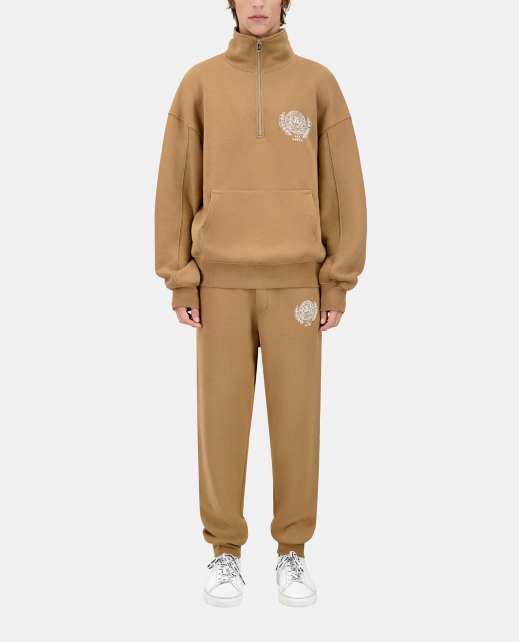 Brown sweatshirt with Blazon serigraphy, LIGHT BROWN, hi-res image number null