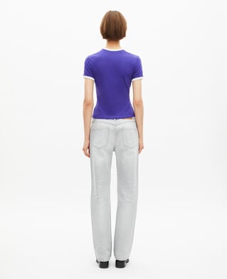 The Kooples FEMME ELECTRIC BLUE t-shirt avec s&eacute;rigraphie violet