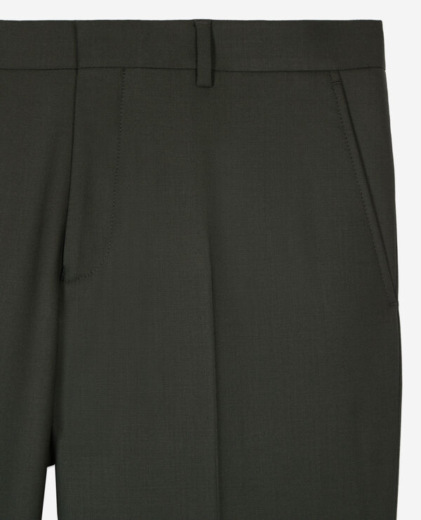The Kooples HOMME KAKI pantalon de costume en laine kaki coupe ajustée