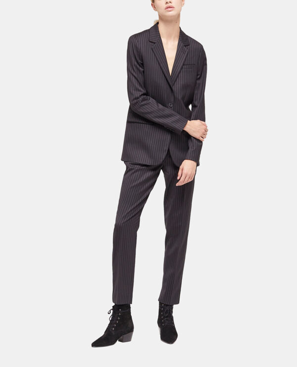 The Kooples MUJER BLACK GREY chaqueta traje lana rayas