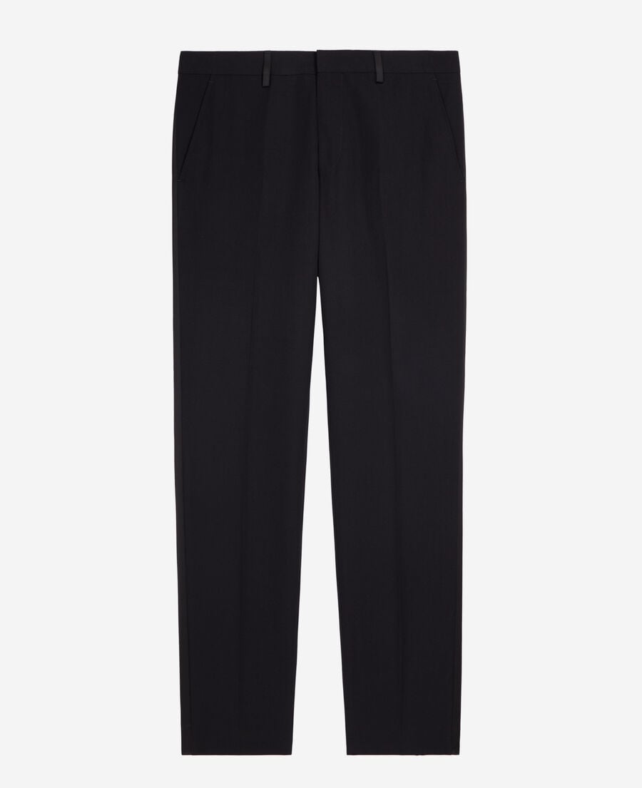 The Kooples HERREN BLACK schwarze smokinghose mit geradem schnitt und satin-detail