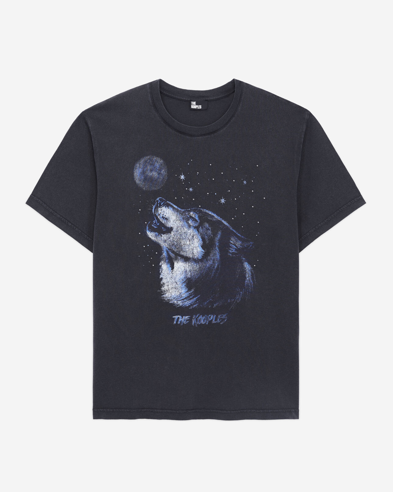 The Kooples FEMME BLACK WASHED t-shirt femme noir avec sérigraphie wolf
