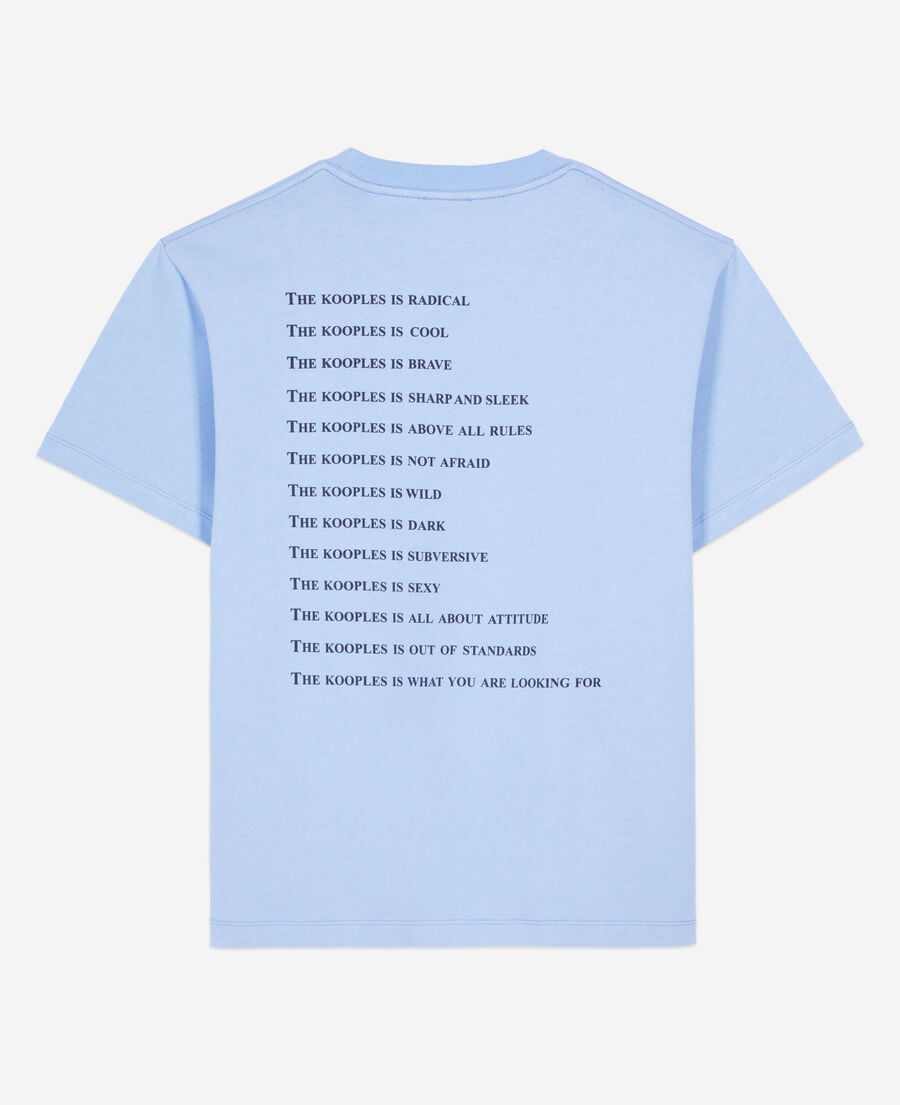 The Kooples DAMEN BLUE WHITE hellblaues t-shirt mit what is-schriftzug
