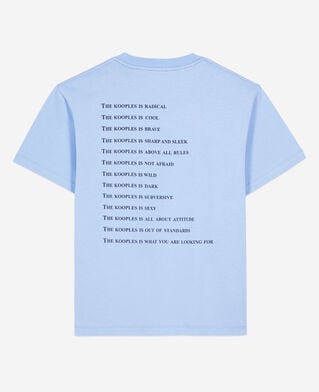 The Kooples DAMEN BLUE WHITE hellblaues t-shirt mit what is-schriftzug