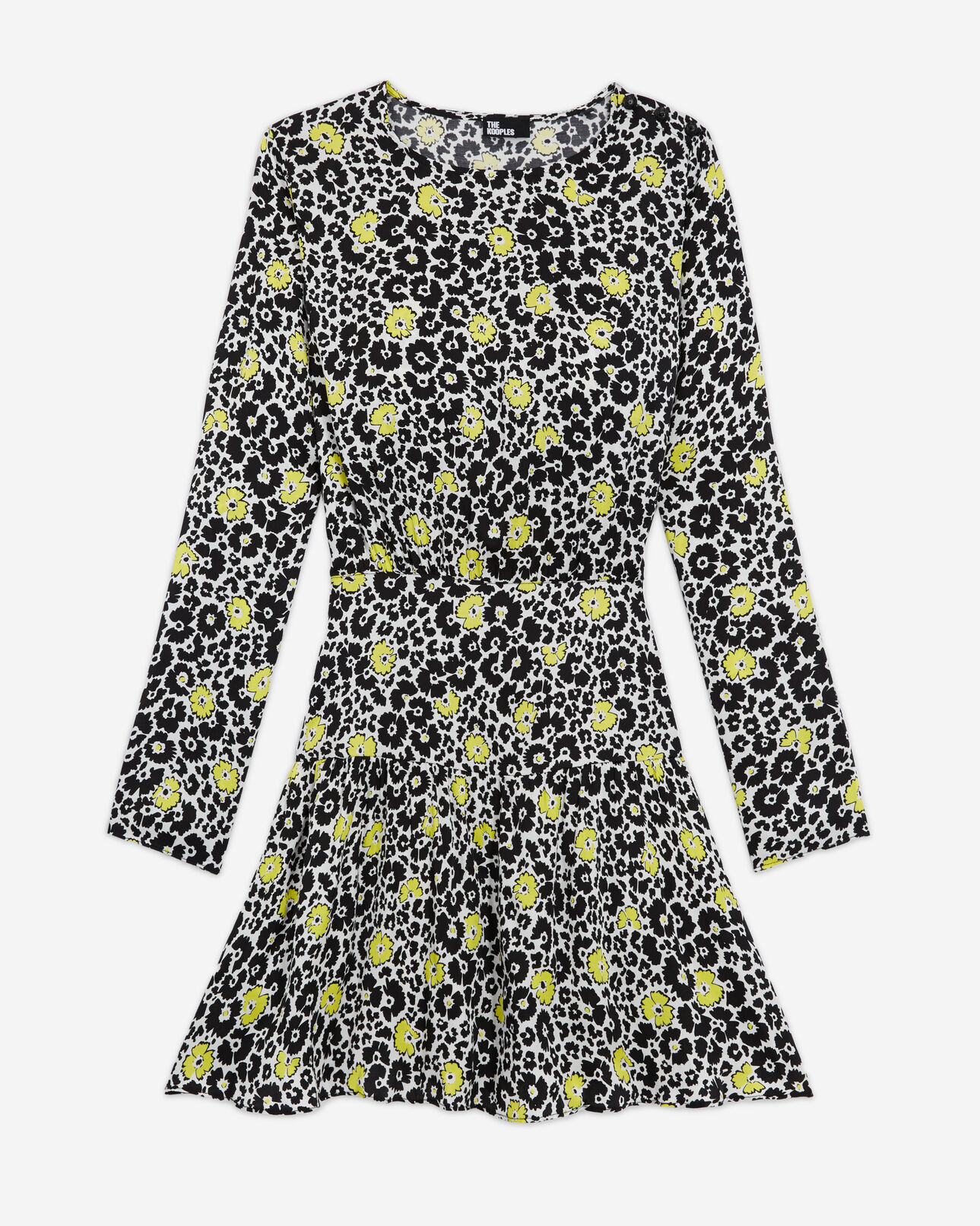 The Kooples FEMME ECRU / YELLOW robe courte fleurie