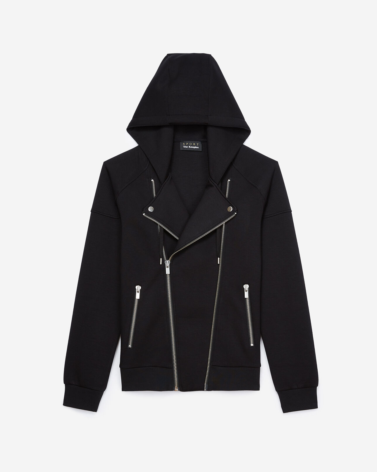 The Kooples HOMME BLACK sweat biker molleton noir