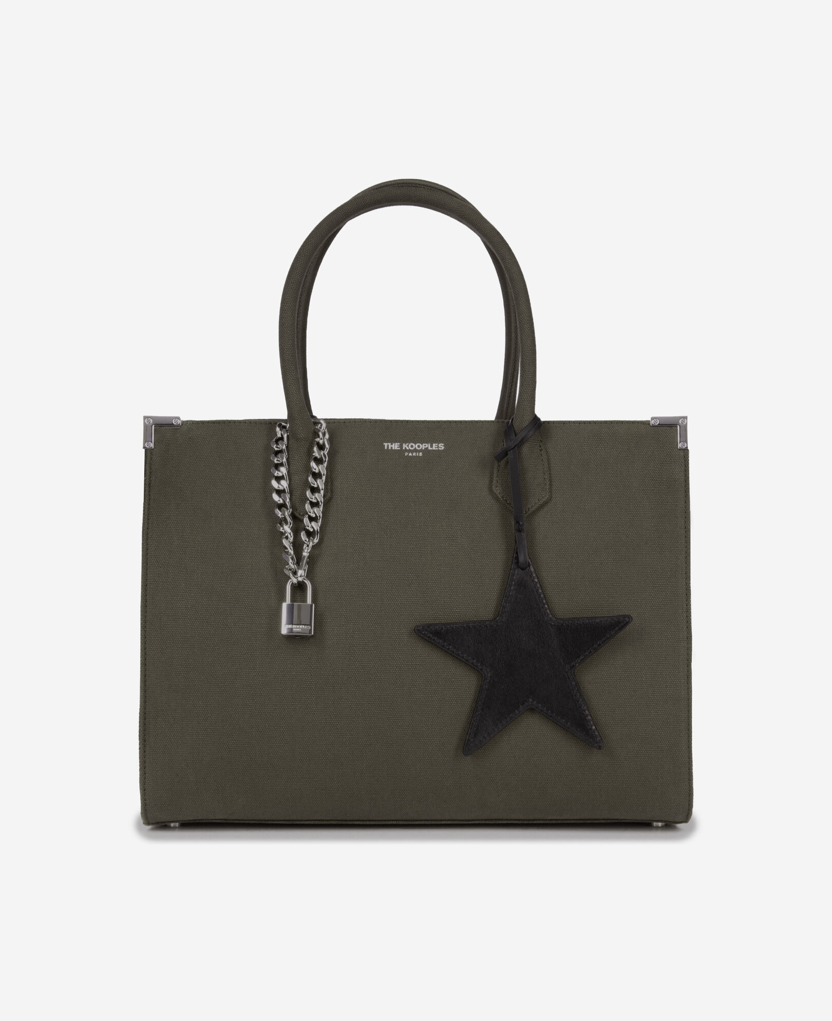 The Kooples FEMME KAKI sac cabas ming en canvas kaki
