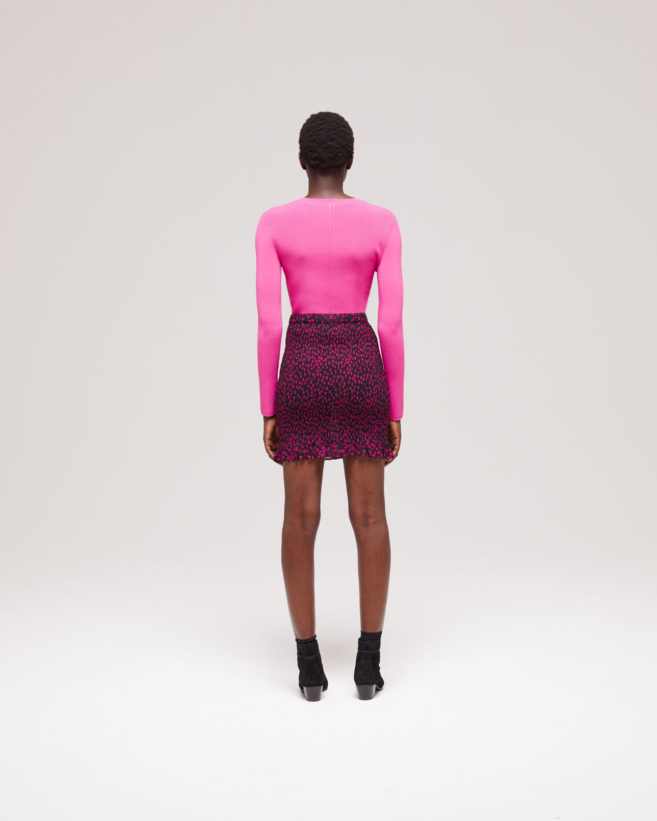 The Kooples WOMEN PINK short printed skirt