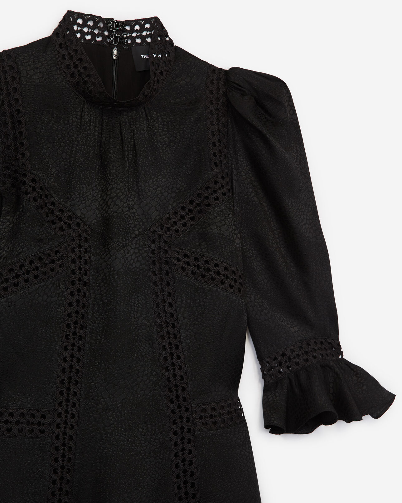 The Kooples FEMME BLACK robe courte habillée noire col montant