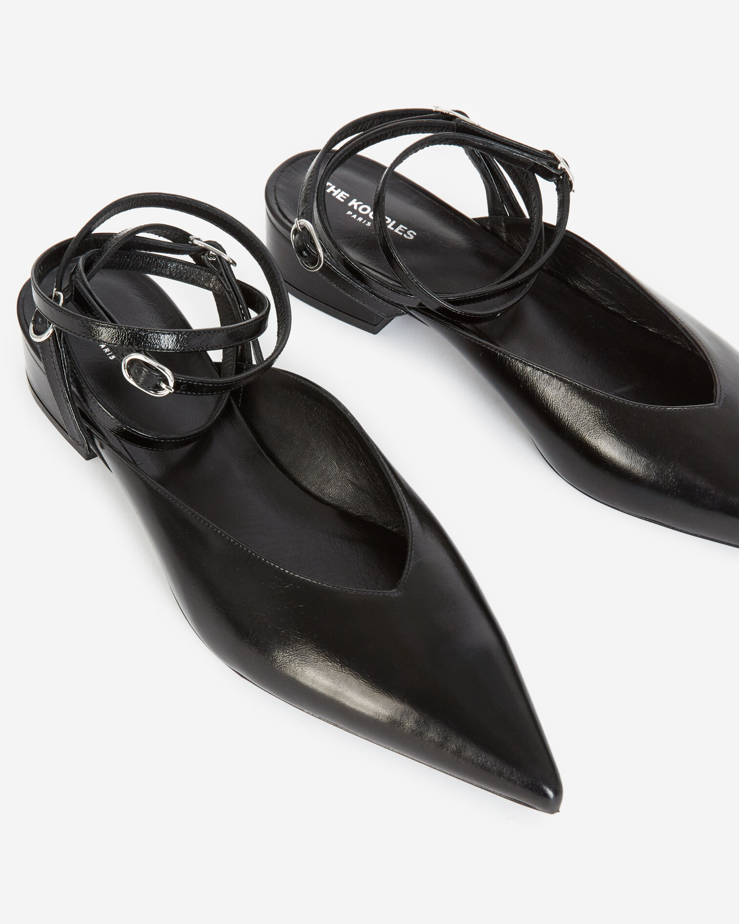 Flat black sandals with ankle tie, BLACK, hi-res image number null