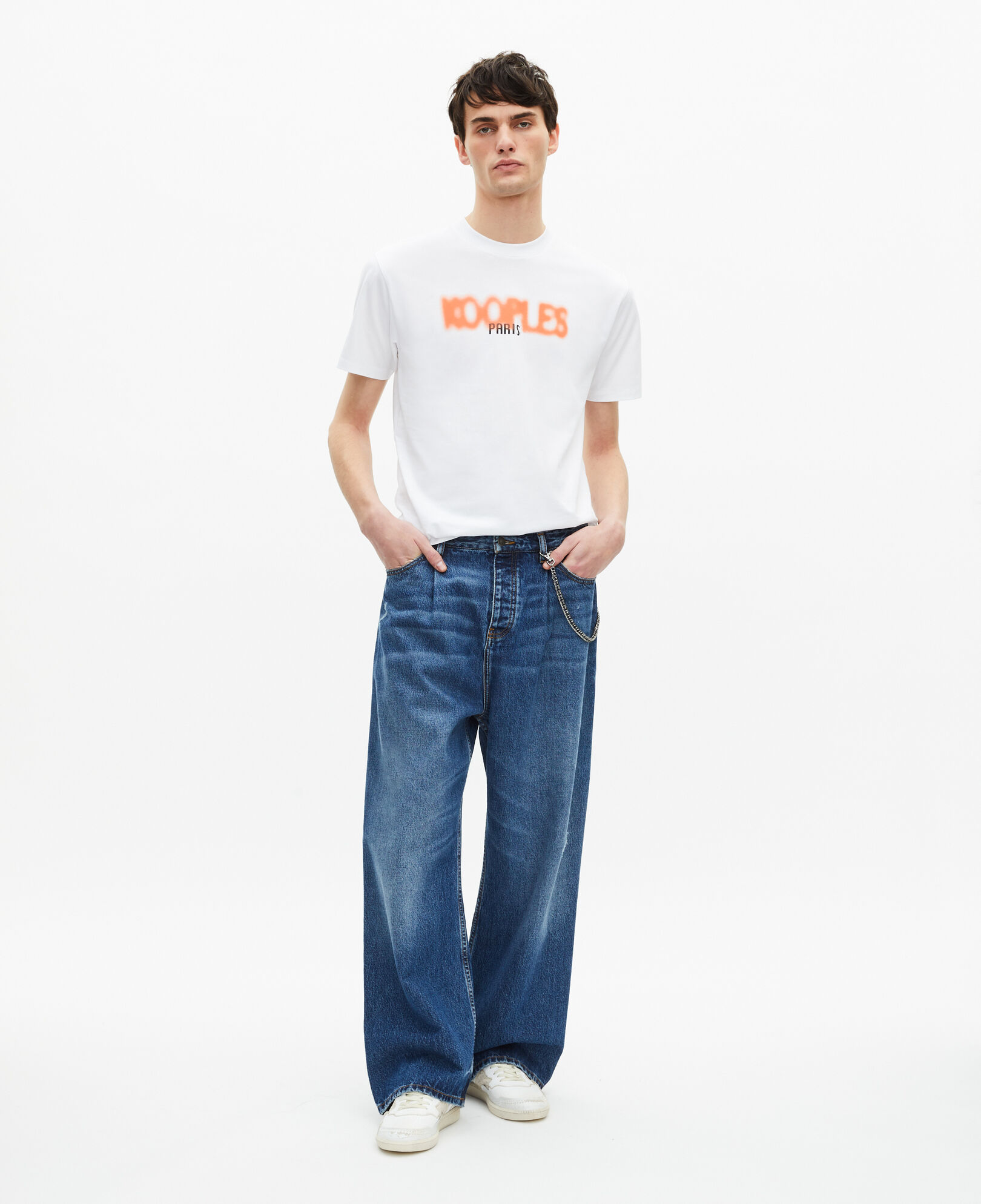 The Kooples MEN WHITE white logo screen printed t-shirt