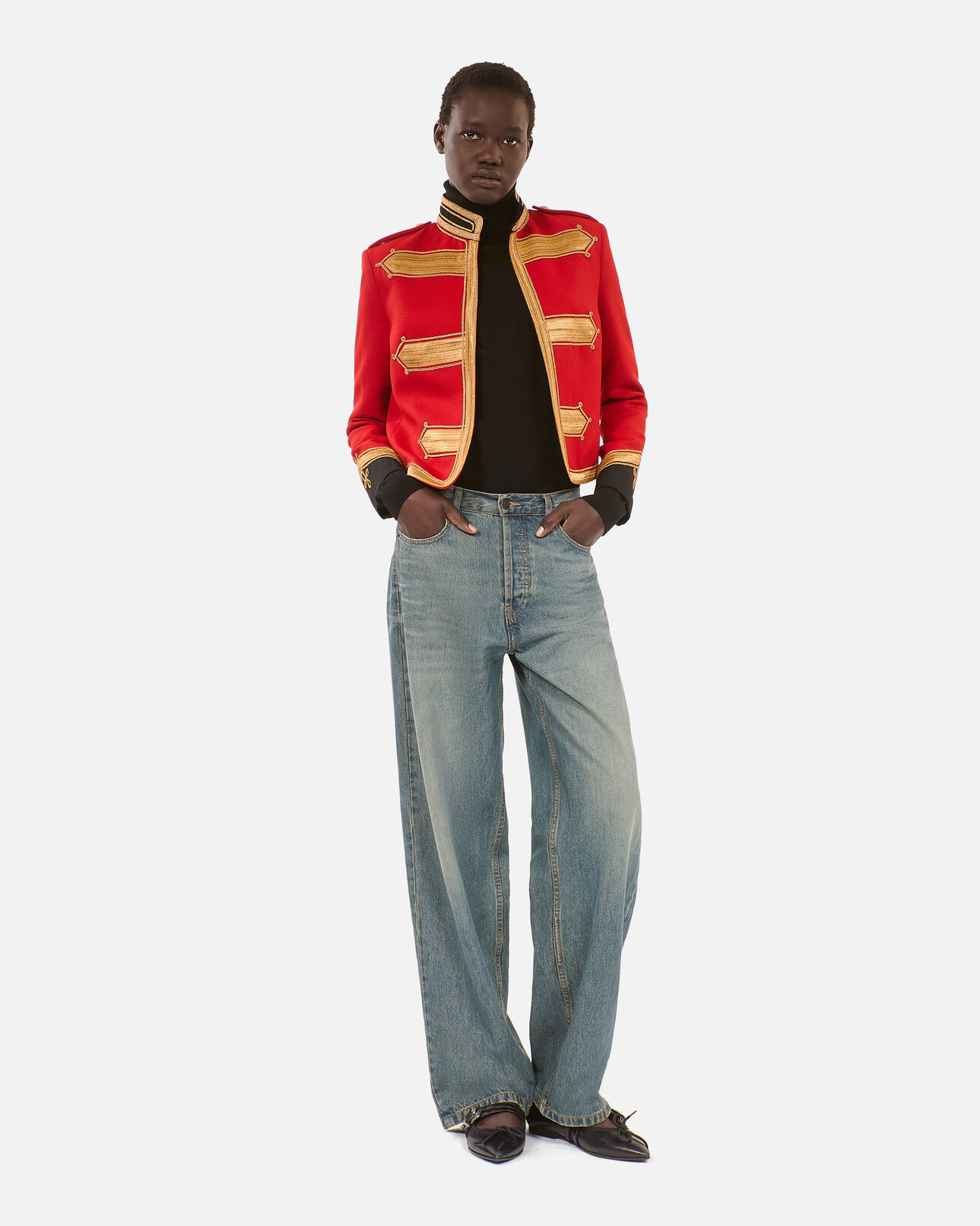 The Kooples FEMME RED veste style officier en laine rouge
