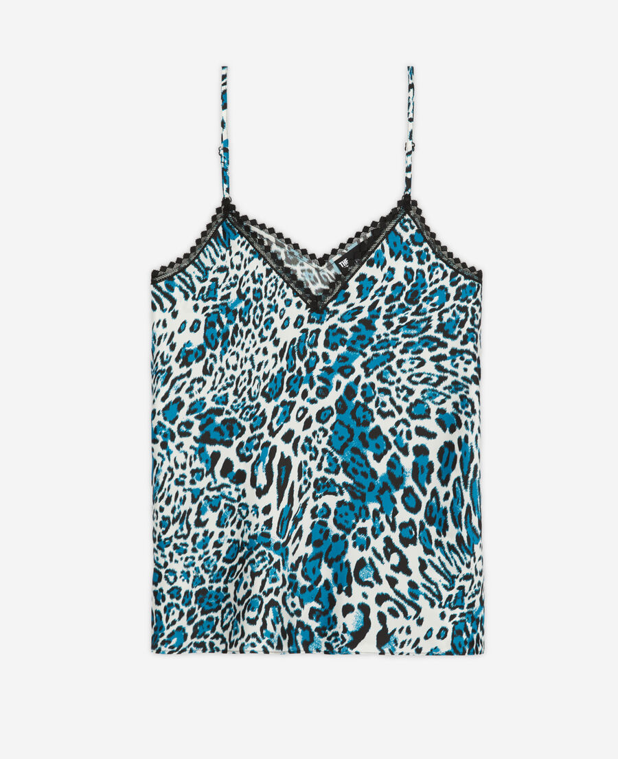 printed silk camisole with lace details