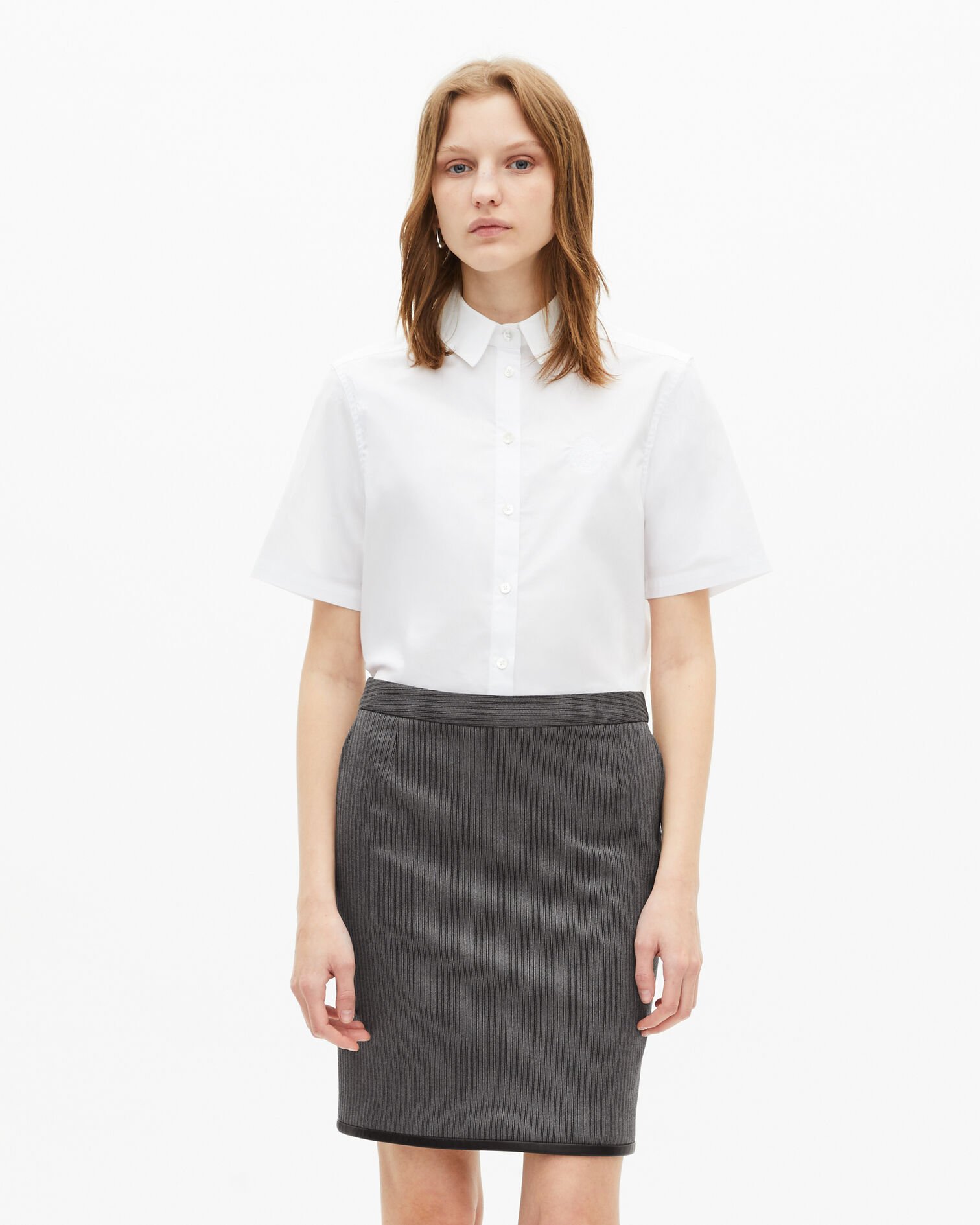 Short gray striped skirt, DARK GREY, hi-res image number null
