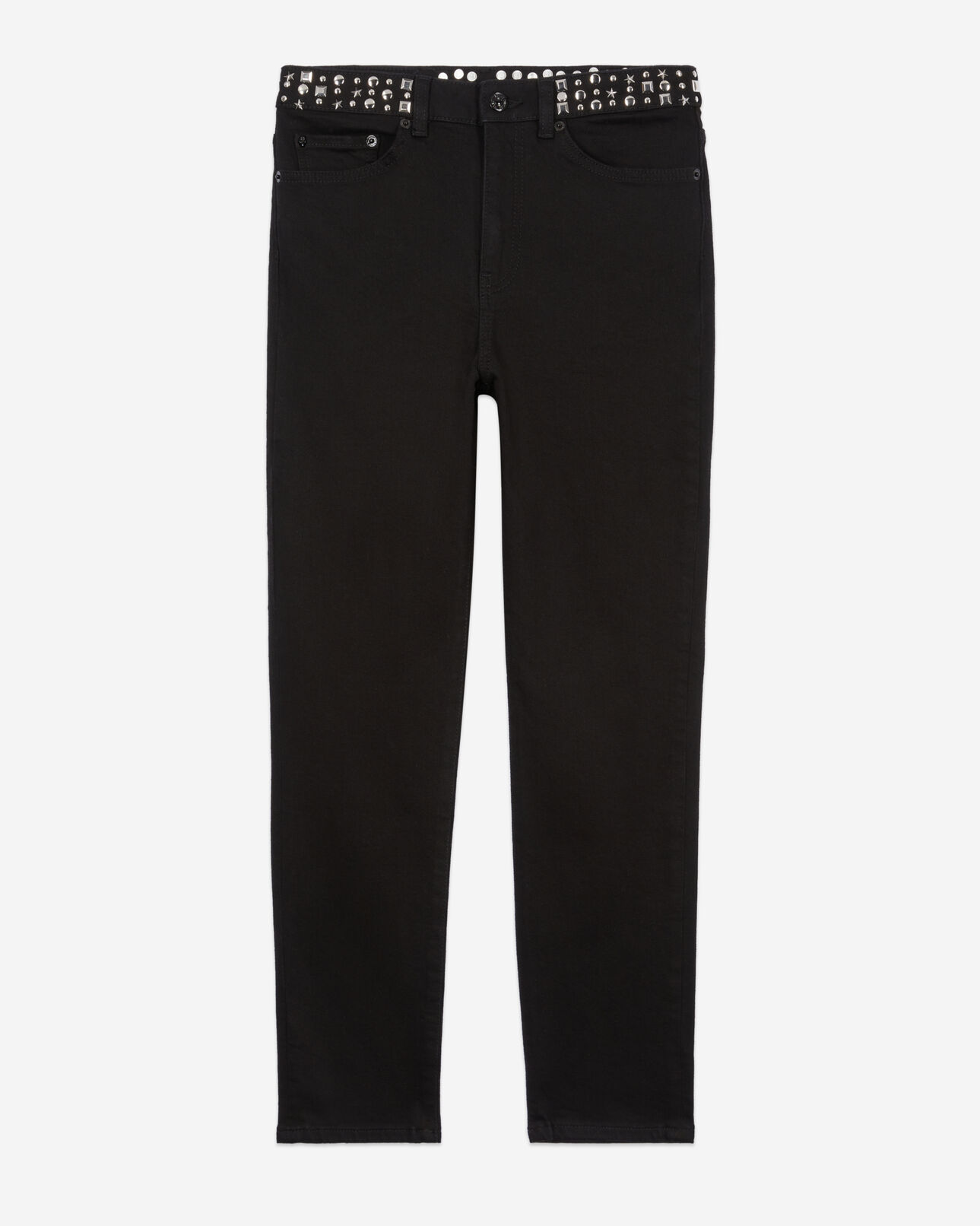 The Kooples FEMME BLACK WASHED jean slim noir avec clous et étoiles