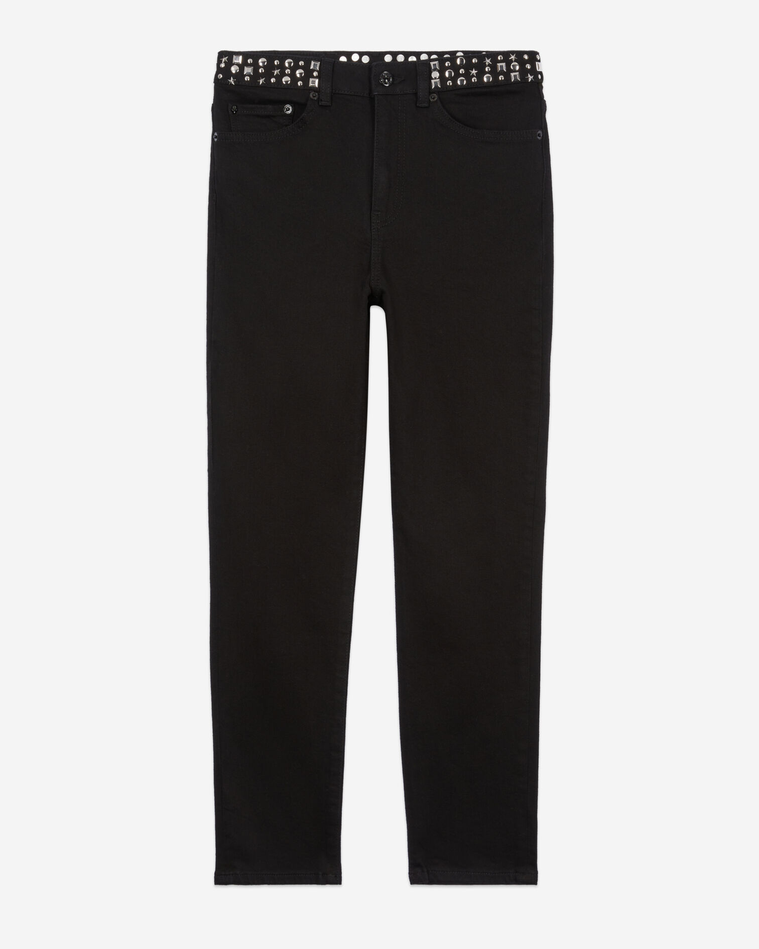 Jean slim noir avec clous et étoiles, BLACK WASHED, hi-res image number null