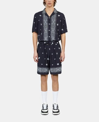 The Kooples HOMME NAVY / WHITE short imprimé bleu marine