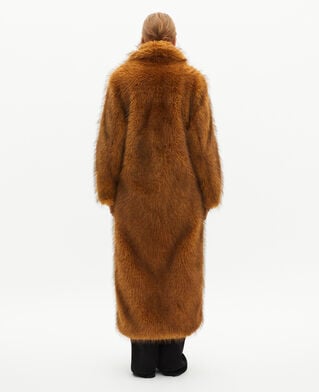 The Kooples WOMEN CHOCOLATE long brown fur-effect coat