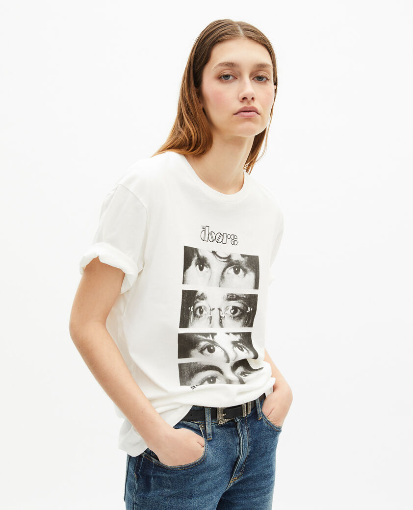 The Kooples MIXED ECRU mixed t-shirt the doors x the kooples ecru