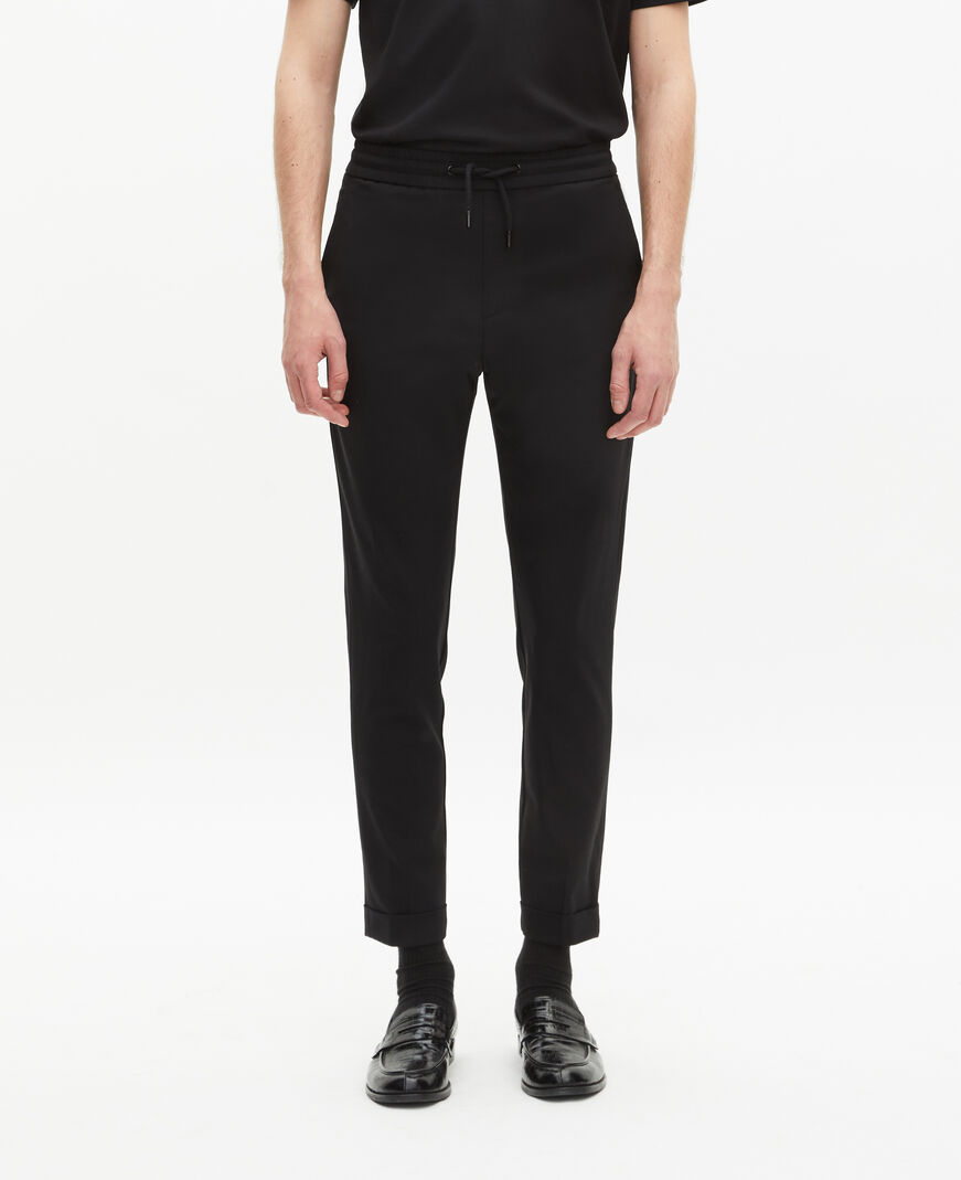 The Kooples HOMME BLACK pantalon en laine coupe droite noir 
