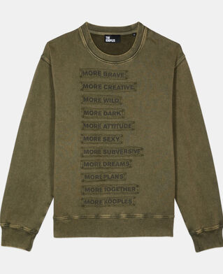 The Kooples HOMME OLIVE NIGHT sweatshirt à patchs kaki