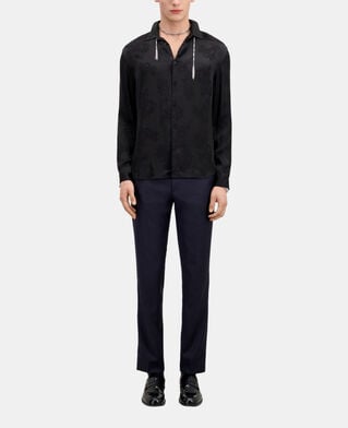 The Kooples HOMME BLACK chemise jacquard noire à fleurs