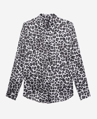 The Kooples DAMEN BLACK WHITE LEOPARD seidenhemd mit print