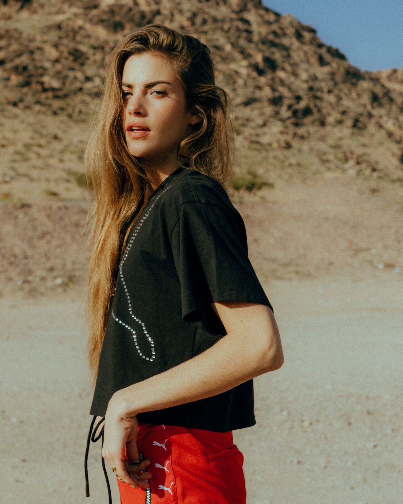 The Kooples FEMME BLACK top coton noir style cropped