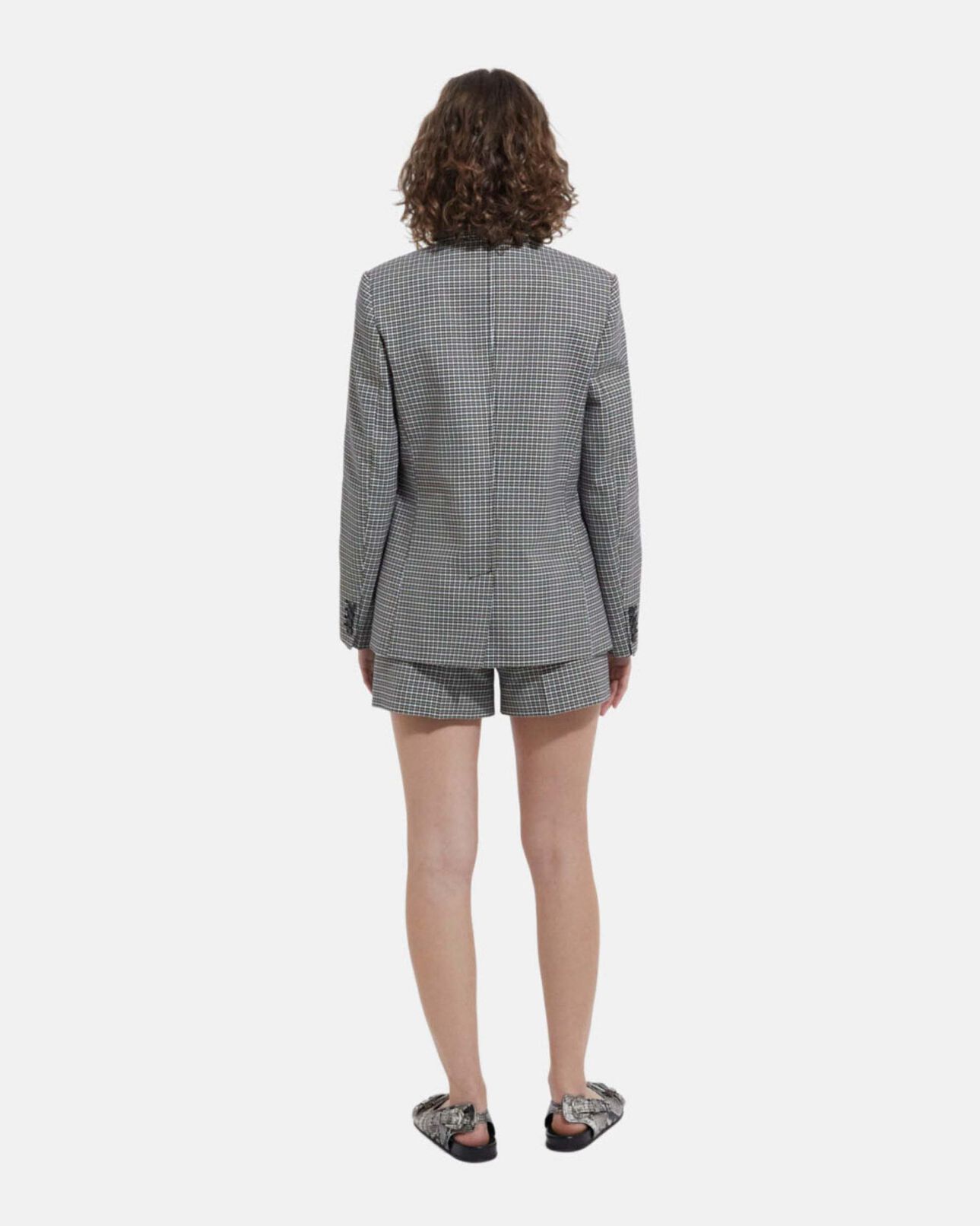 The Kooples FEMME BEIGE-BROWN short à carreaux coupe tailleur droite