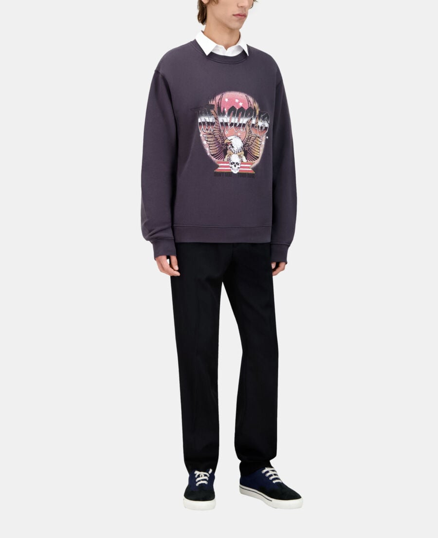 The Kooples MEN CARBONE carbon gray sweatshirt with rock eagle serigraphy