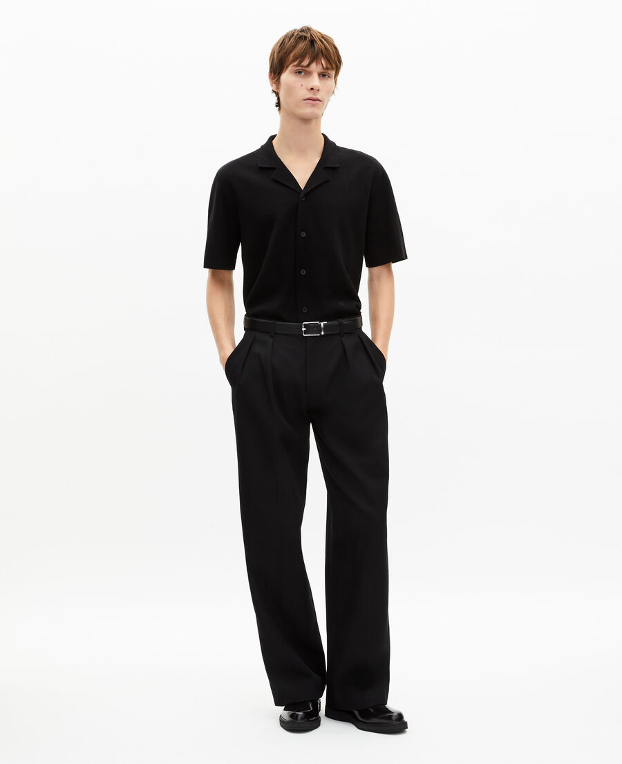 The Kooples HOMME BLACK chemise manches courtes en maille noire