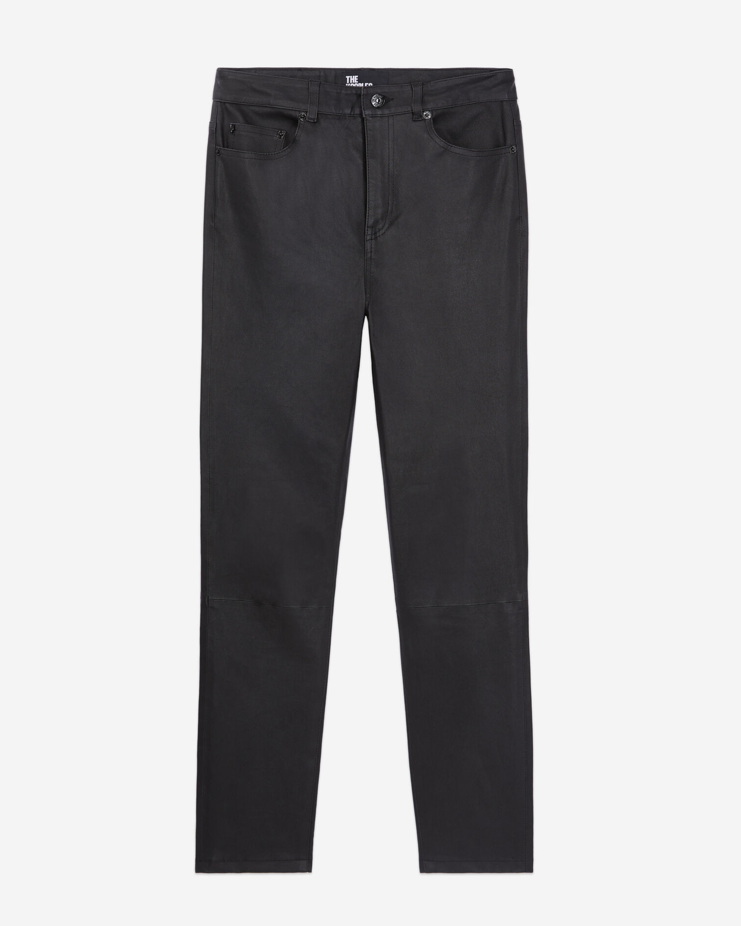 Black leather skinny trousers, BLACK, hi-res image number null