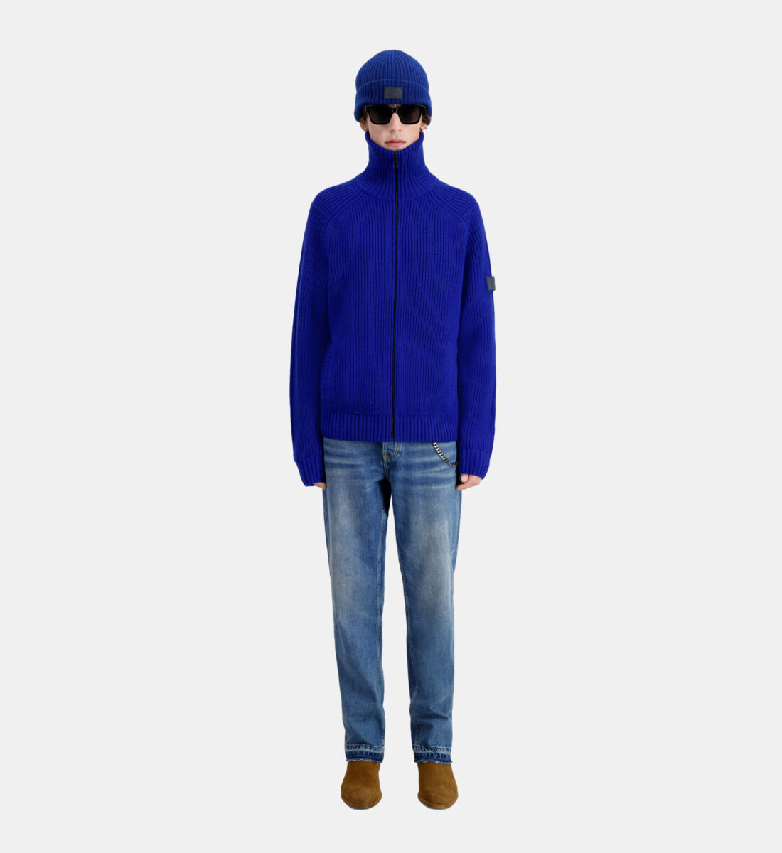 Blue zip cardigan sales