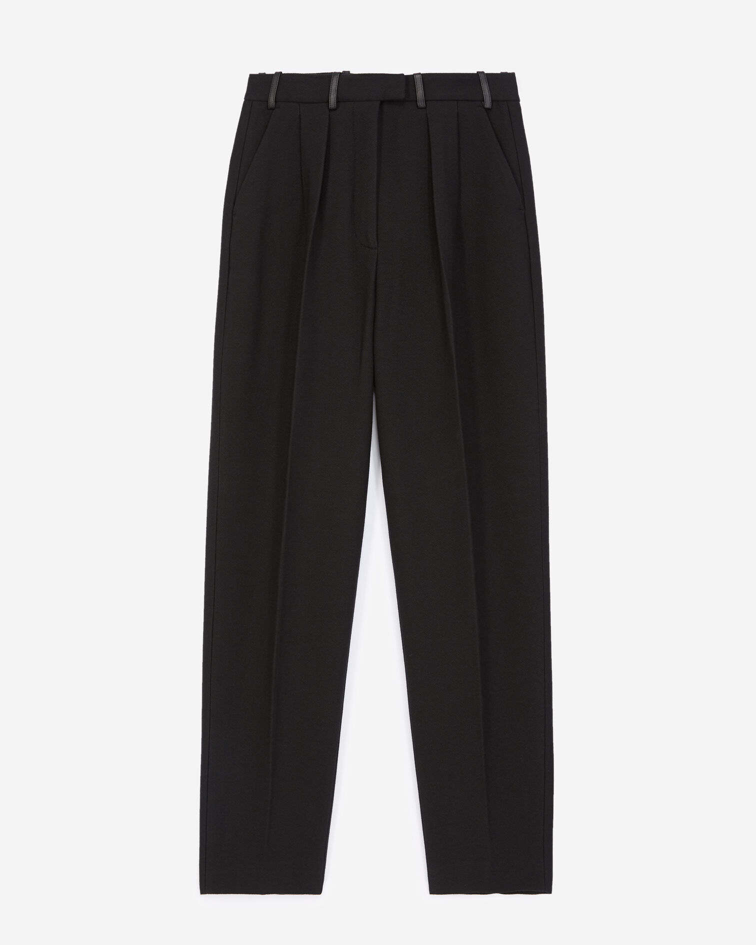 Pantalon ample noir coton à pinces, BLACK, hi-res image number null