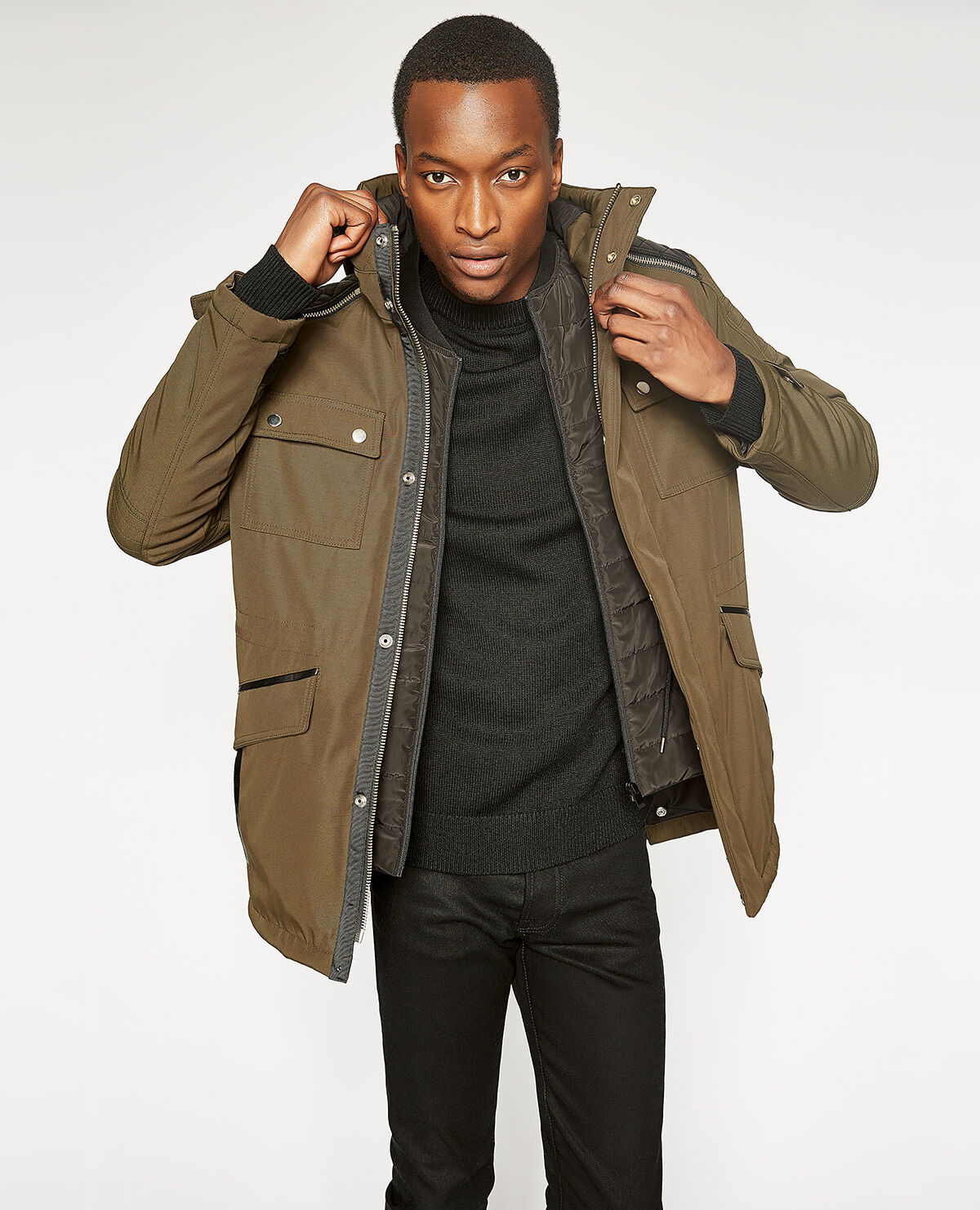 Parka mi longue kaki