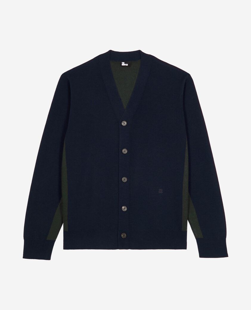 The Kooples MEN NAVY-GREEN navy double-sided wool cardigan