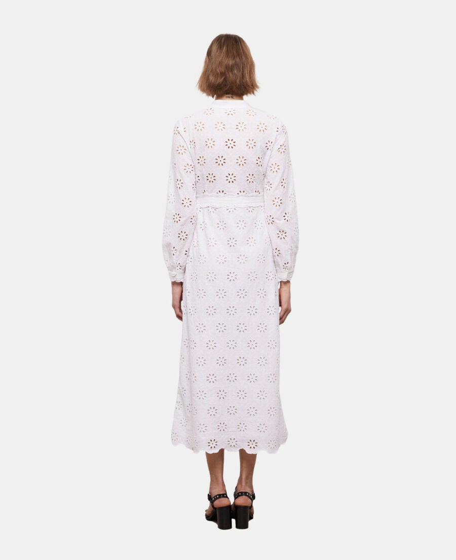 The Kooples WOMEN WHITE long white dress with broderie anglaise