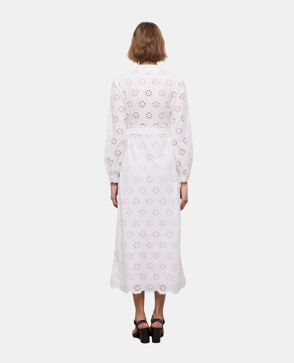 The Kooples FEMME WHITE robe longue blanche en broderie anglaise