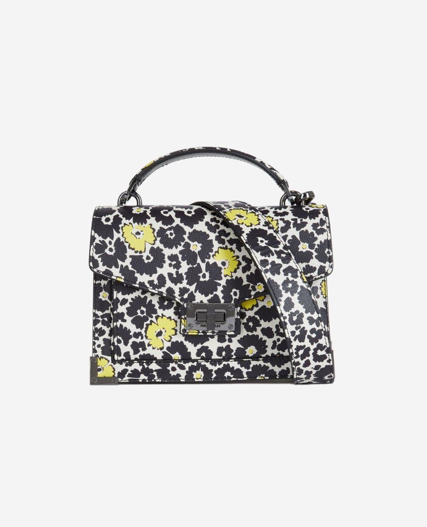 The Kooples WOMEN BLACK / YELLOW / WHITE small emily bag in printed leather