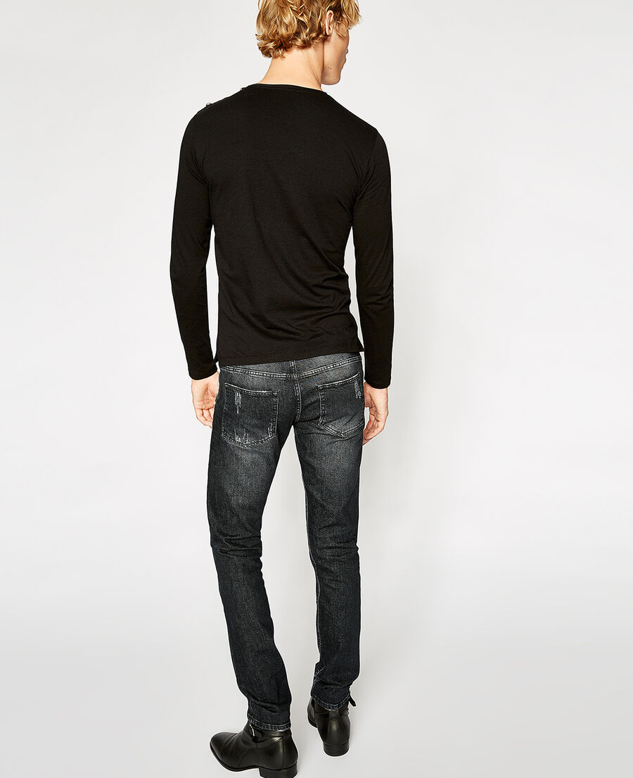 The Kooples MEN BLACK WASHED grey fit destroy jeans