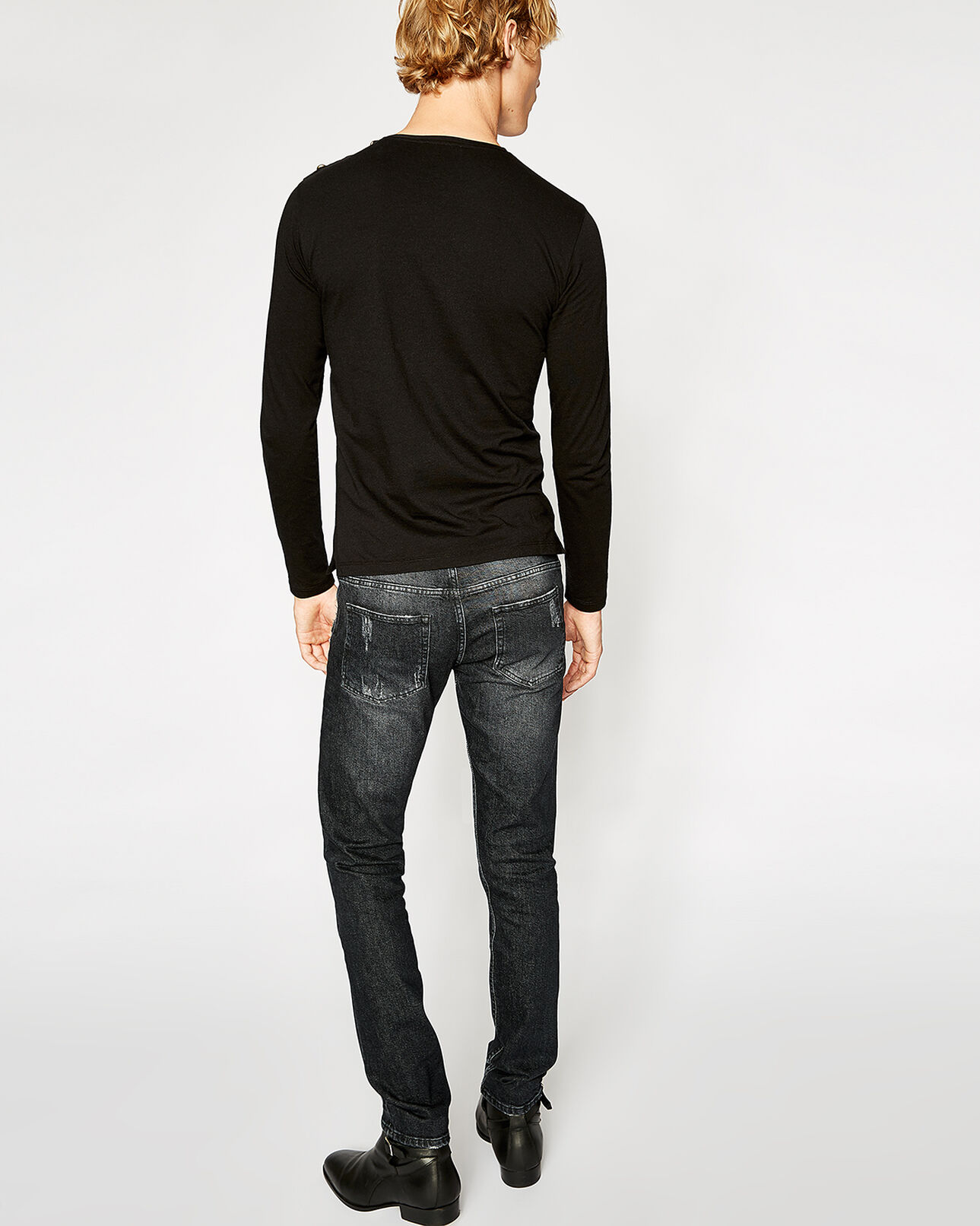 The Kooples MEN BLACK WASHED grey fit destroy jeans